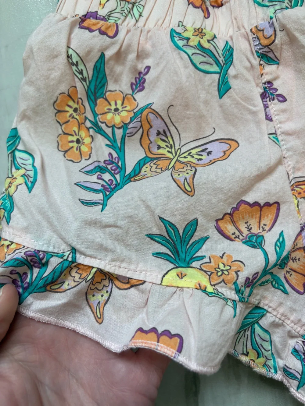 Carters Cotton Cottage Pink Floral Shirt & Ruffled Shorts Matching Set Girls 4T - Picture 8 of 13